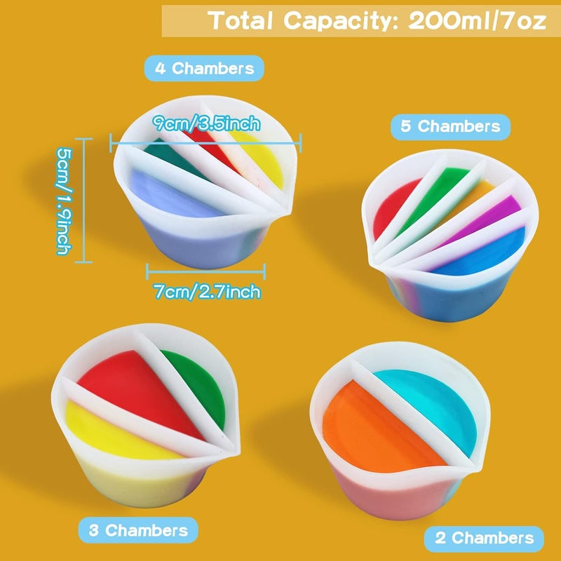 Kunyeah Split Cup for Paint Pouring, Fluid Art Split Cup Acrylic Paint Pour Split Cup Resin Pouring DIY Making Painting Tools Drawing Accessories Reusable Silicone Split Cup with Dividers - Image 3